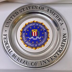 FBI Decorative Plate Federal Bureau of Investigation Silver